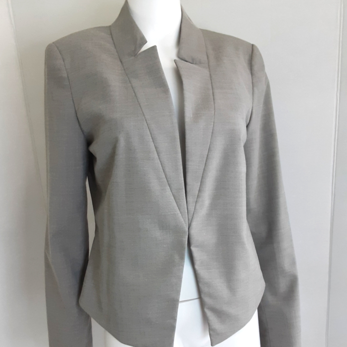 Calvin Klein Asymmetrical Vest Cut Crop Gray Jacket Sz M
